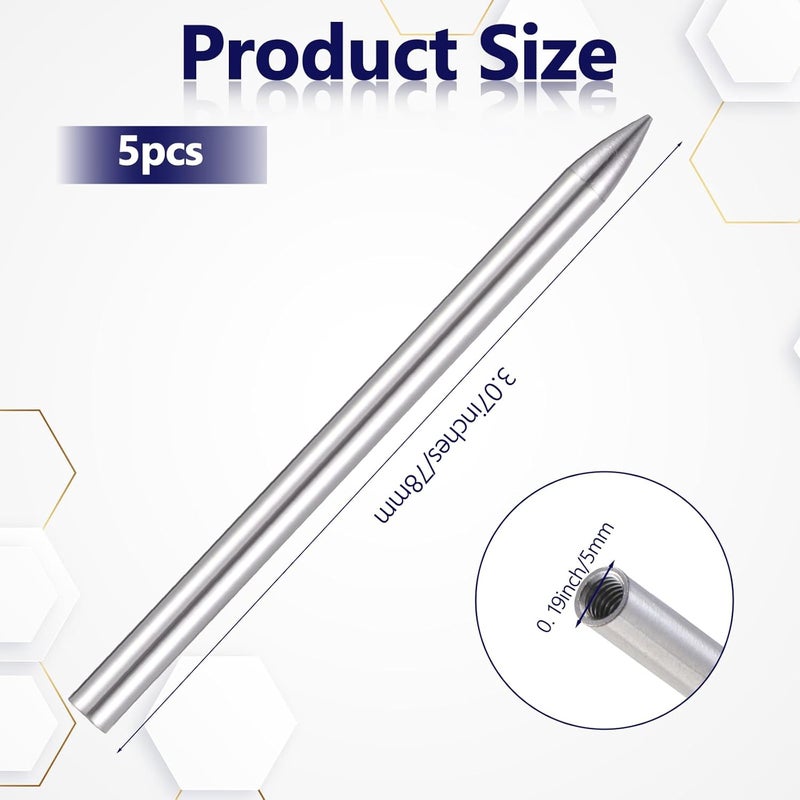 Skrfren 5PCS 550 Paracord Fids Lacing Stitching Weaving Needles, Silver Stainless Steel Fids Leathercraft Paracord Tools, Glove Leather Lacing Needle for Leather Lacing Weaving Stiching Outdoor Smoothing Tool - Image 2